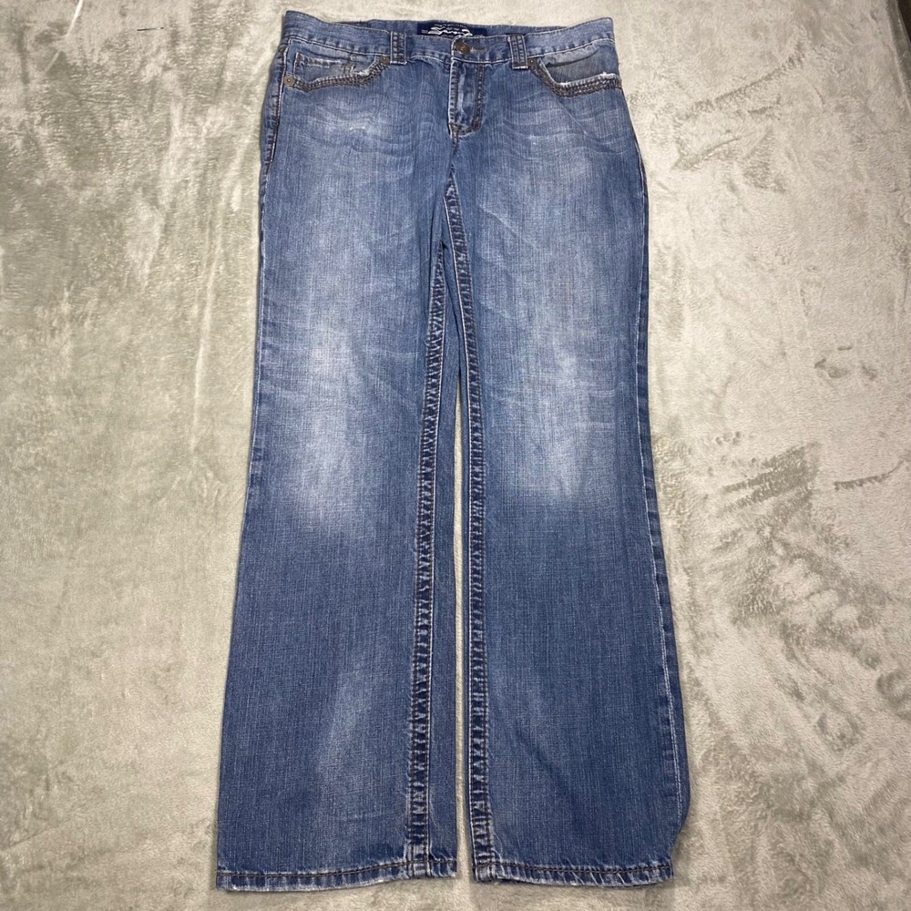 Seven7 Bootcut Jeans Embellished Pockets Denim Blue Jeans Size 34x34‎